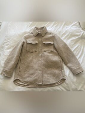 H&M Beige Wool-Blend Shacket with Chest Pockets